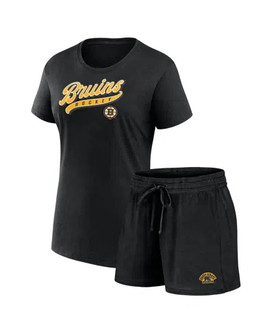 Fanatics Women's Boston Bruins Start To Finish Combo Pack T-shirt Shorts In Navy