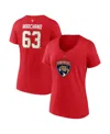 Fanatics Women's Brad Marchand Red Florida Panthers Authentic Stack Name Number V-neck T-shirt