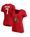 Fanatics Women's Brady Tkachuk Red Ottawa Senators Authentic Stack Name Number V-neck T-shirt In Red