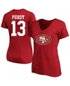 Fanatics Women's Brock Purdy Scarlet San Francisco 49ers Plus Size Fair Catch Name Number Scoop Neck T-shirt In Red