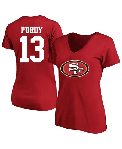Fanatics Women's Brock Purdy Scarlet San Francisco 49ers Plus Size Fair Catch Name Number Scoop Neck T-shirt In Red
