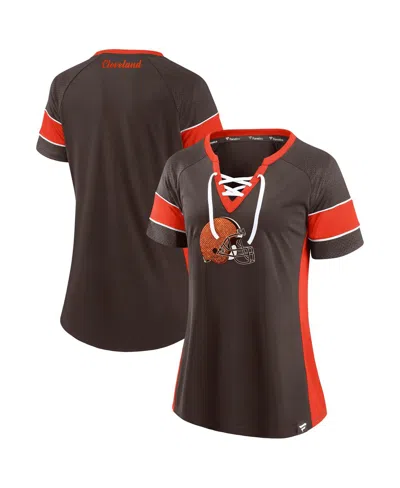 Fanatics Women's Brown Cleveland Browns Athena Lace-up Top In Multi