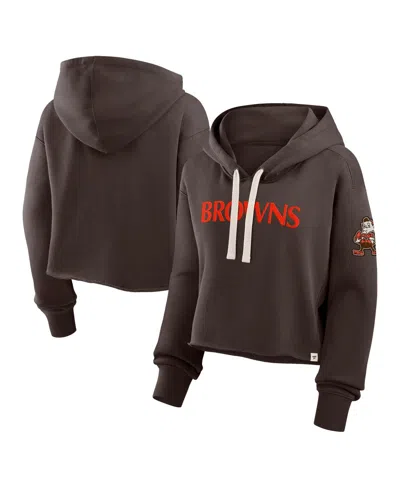Fanatics Women's Brown Cleveland Browns Oversized Hometown Heritage Cropped Hoodie In Blue