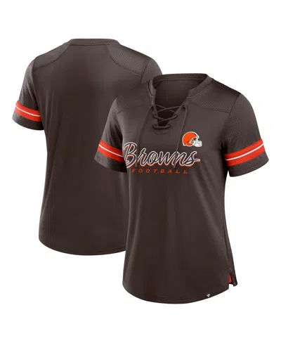 Fanatics Women's Brown Cleveland Browns Play Script Lace-up T-shirt