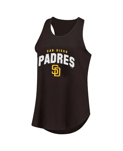 Fanatics Women's Brown San Diego Padres Plus Size Wordmark Racerback Scoop Neck Tank Top In Black