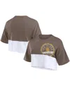 Fanatics Women's / San Diego Padres Color Split Boxy Cropped T-shirt In Brown,white