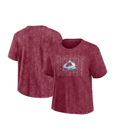 Fanatics Women's Burgundy Colorado Avalanche Faded Wash T-shirt In Red