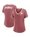 Fanatics Women's Burgundy Philadelphia Phillies Binge Worthy Stadium Slub V-neck T-shirt In Burgundy