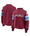 Fanatics Women's Burgundy Philadelphia Phillies Oversized Toss Sweep Raglan Pullover Sweatshirt In Burgundy