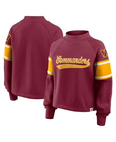 Fanatics Women's Burgundy Washington Commanders Oversized Hometown Toss Sweep Mock Neck Pullover Hoodie
