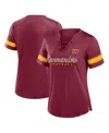 Fanatics Women's Burgundy Washington Commanders Play Script Lace-up T-shirt In Burgundy