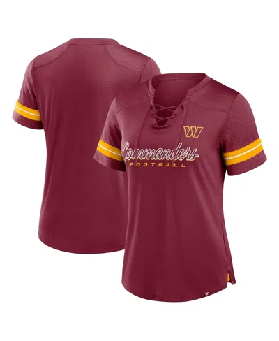 Fanatics Women's Burgundy Washington Commanders Play Script Lace-up T-shirt