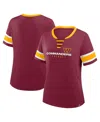Fanatics Women's Burgundy Washington Commanders Plus Size Red Zone Athena Lace-up V-notch Neck T-shirt In Burgundy