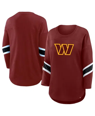Fanatics Women's Burgundy Washington Commanders Plus Size Redzone 3/4-sleeve Scoop Neck T-shirt