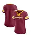 Fanatics Women's Burgundy Washington Commanders True Catch Iconic Rhinestone Bling Athena Lace-up T-shirt In Burgundy
