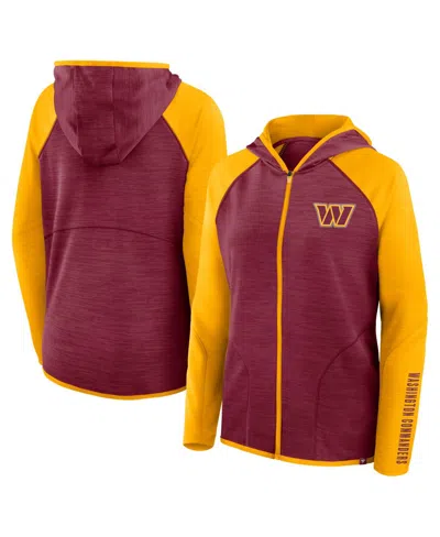 Fanatics Women's Burgundy/gold Washington Commanders Redzone End Around Pass Raglan Full-zip Hoodie In Multi