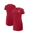 Fanatics Women's Cardinal Usc Trojans Ruched Drape T-shirt Dress In Red