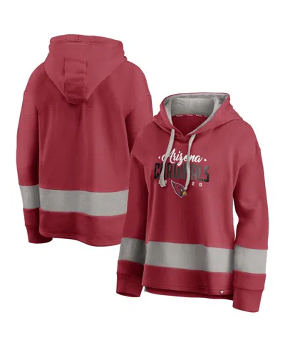 Fanatics Women's Cardinal/gray Arizona Cardinals Huddle Up Fundamental Fleece Color Block Pullover Hoodie In Multi