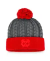 Fanatics Women's Charcoal And Red Chicago Blackhawks Cuffed Knit Hat With Pom In Charcoal,red