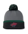 Fanatics Women's Charcoal Minnesota Wild Cuffed Knit Hat With Pom In Charcoal