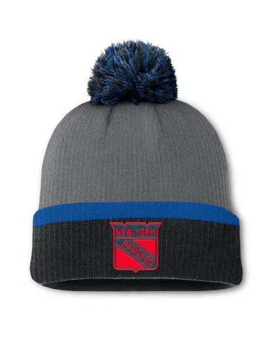 Fanatics Women's Charcoal New York Rangers Cuffed With Pom Knit Hat