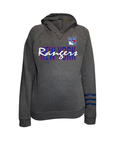 Fanatics Women's Charcoal New York Rangers Plus Size Lightweight Fleece Raglan Pullover Hoodie In Gray