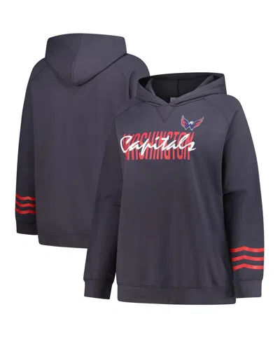 Fanatics Women's Charcoal Washington Capitals Plus Size Lightweight Fleece Raglan Pullover Hoodie In Burgundy