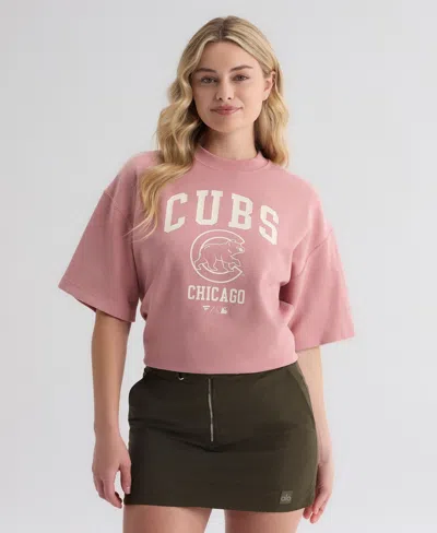 Fanatics Women's Chicago Cubs Boxy Double-face Rib T-shirt In Pink