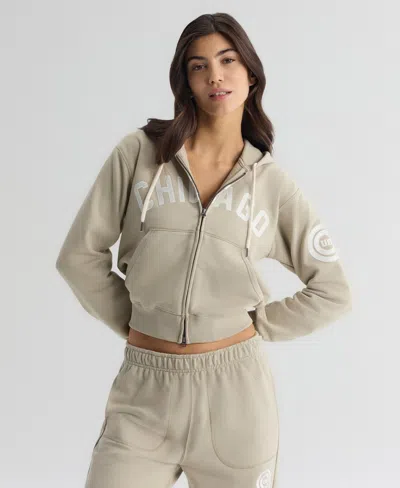 Fanatics Women's Chicago Cubs Iconic Terry Full-zip Hoodie In Tan