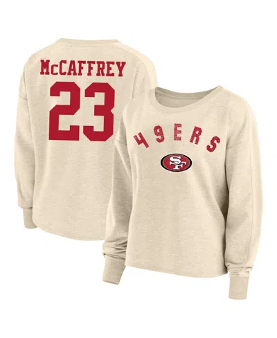 Fanatics Women's Christian Mccaffrey Oatmeal San Francisco 49ers Plus Size Name Number Crew Pullover Sweatshi