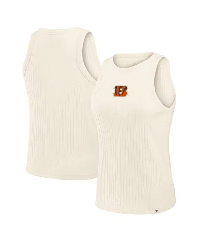 Fanatics Women's Cincinnati Bengals Star Play Ribbed Slim-fit Tank Top In Cream