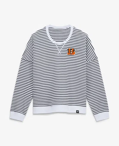 Fanatics Women's Cincinnati Bengals Striped Oversized French-terry Sweatshirt In White,black