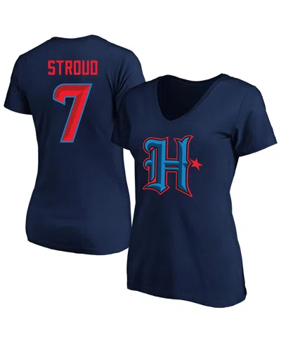 Fanatics Women's C.j. Stroud Navy Houston Texans Plus Size Fair Catch Name Number Scoop Neck T-shirt In Blue