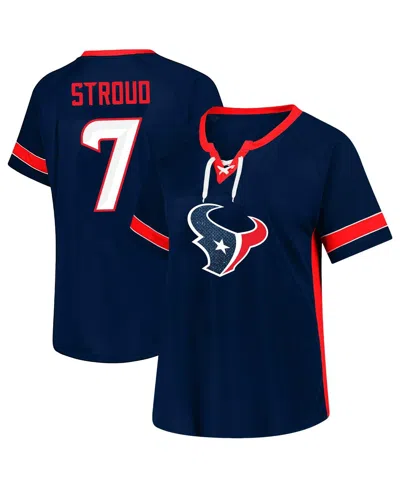Fanatics Women's C.j. Stroud Navy Houston Texans Plus Size Name Number Lace-up T-shirt In Blue