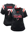 Fanatics Women's C.j. Stroud Navy Houston Texans Plus Size Name Number Raglan Lace V-neck T-shirt In Black