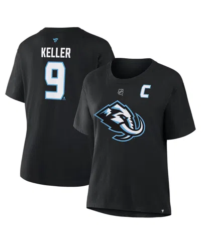Fanatics Women's Clayton Keller Black Utah Mammoth Authentic Stack Name & Number T-shirt