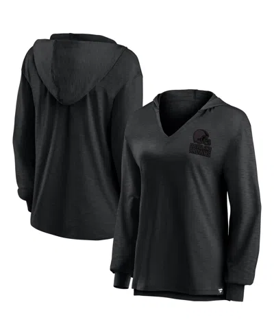 Fanatics Women's Cleveland Browns Blackout Slub Hoodie V-neck Long Sleeve T-shirt
