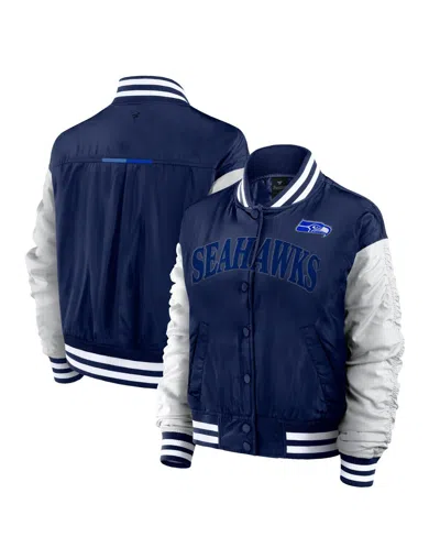 FANATICS WOMEN'S COLLEGE NAVY SEATTLE SEAHAWKS ELEMENTS WAVE FULL-SNAP JACKET