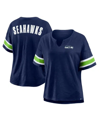 Fanatics Women's College Navy Seattle Seahawks Plus Size Redzone Notch Neck T-shirt In Blue
