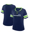 Fanatics Women's College Navy Seattle Seahawks Redzone Draw Play Athena Lace-up T-shirt In Blue