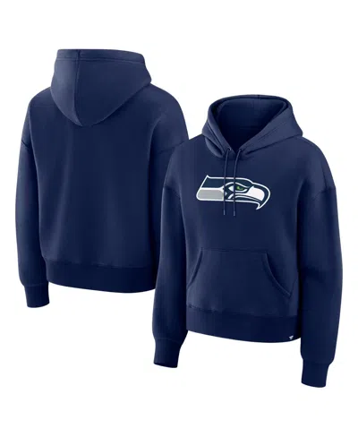 Fanatics Women's College Navy Seattle Seahawks Relaxed High Hip Essential Legacy Hoodie In Blue