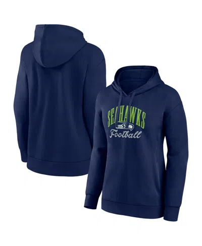Fanatics Women's College Navy Seattle Seahawks Team Logo Victory Script Pullover Hoodie In Blue