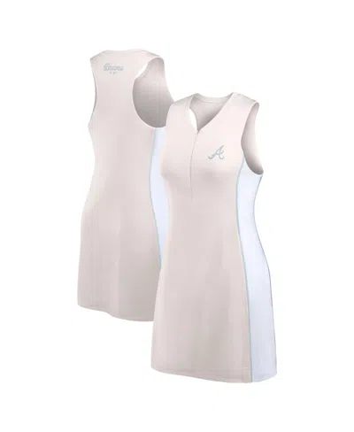 Fanatics Women's Cream Atlanta Braves Studio Boost Athletic Half-zip Dress In White