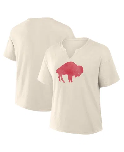 Fanatics Women's Cream Buffalo Bills Slub V-neck T-shirt