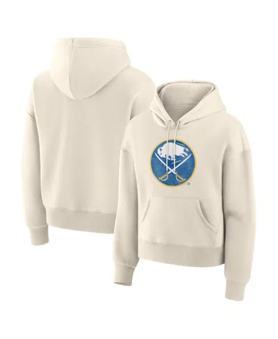 Fanatics Women's Cream Buffalo Sabres Distressed Logo Hoodie In Neutral