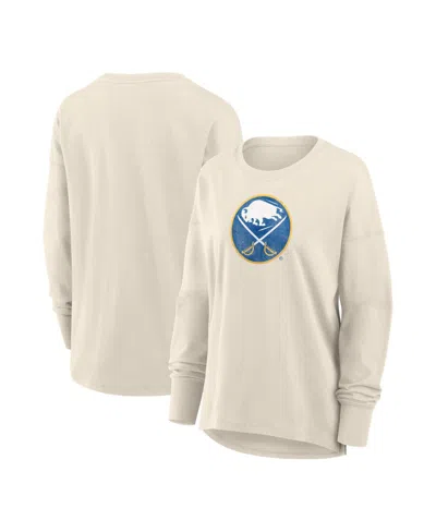 Fanatics Women's Cream Buffalo Sabres Distressed Logo Long Sleeve T-shirt In Multi