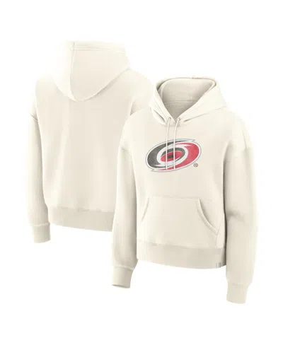 Fanatics Women's Cream Carolina Hurricanes Distressed Logo Hoodie In Neutral