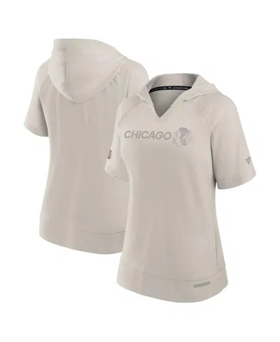 Fanatics Women's Cream Chicago Blackhawks Authentic Pro Road Short Sleeve V-neck Pullover Hoodie In White