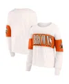 Fanatics Women's Cream Cleveland Browns Antique Block Long Sleeve T-shirt In Cream,brown