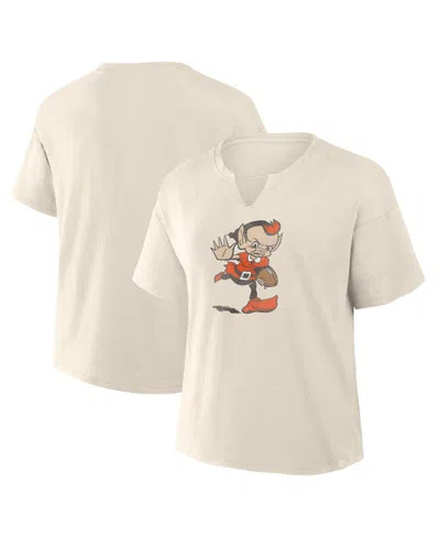 Fanatics Women's Cream Cleveland Browns Trick Play Slub Boxy T-shirt In White